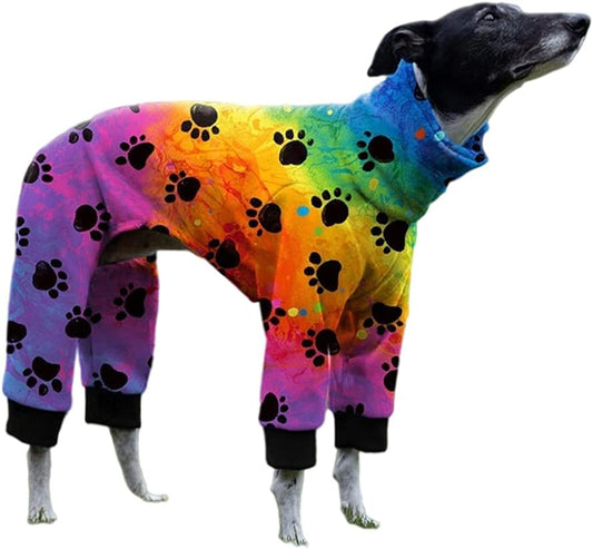 Dog Pajamas Medium Large Dog Paw Printed Greyhound Pajamas Jumpsuit Bodysuit