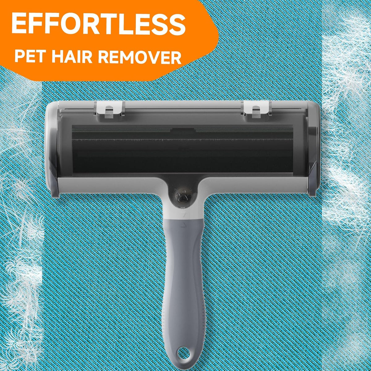 Pet Hair Remover Roller and Grooming Glove Set for Dogs & Cats