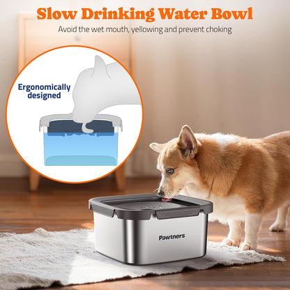Stainless Steel Dog Water Bowl No Spill, 152Oz/4.5L, Grey