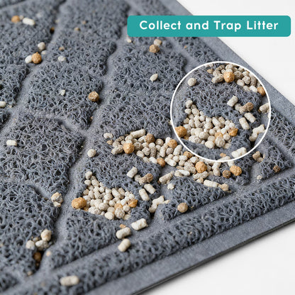 Cat Litter Mat, 24" X 17" Non-Slip Waterproof Litter Trapping Mat, Soft on Kitty'S Paws, Grey