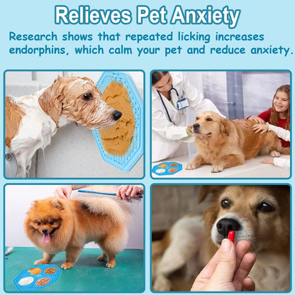 Lick Mat for Dogs, 2 PCS Dog Slow Feeder Lick Mat, Boredom Anxiety Reducer Pad for Dog, Perfect for Food, Treats, Yogurt, or Peanut Butter, Fun Alternative to a Slow Feed Dog Bowl(Blue,Orange)