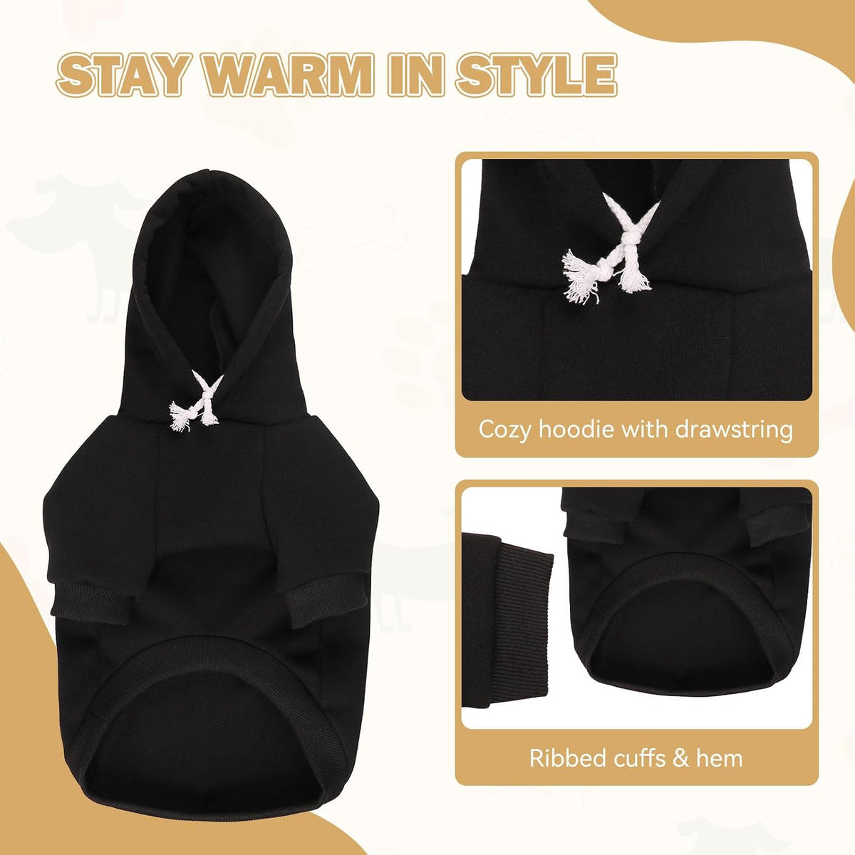 4XL Dog Sweaters for Large Dogs,Security Dog Hoodie,Warm Brushed Fleece Sweatshirt with Hood & Pocket,Leash Hole,Cozy Cold Weather Pet Clothes Sweater Hoodie for Large Dogs,4Xl