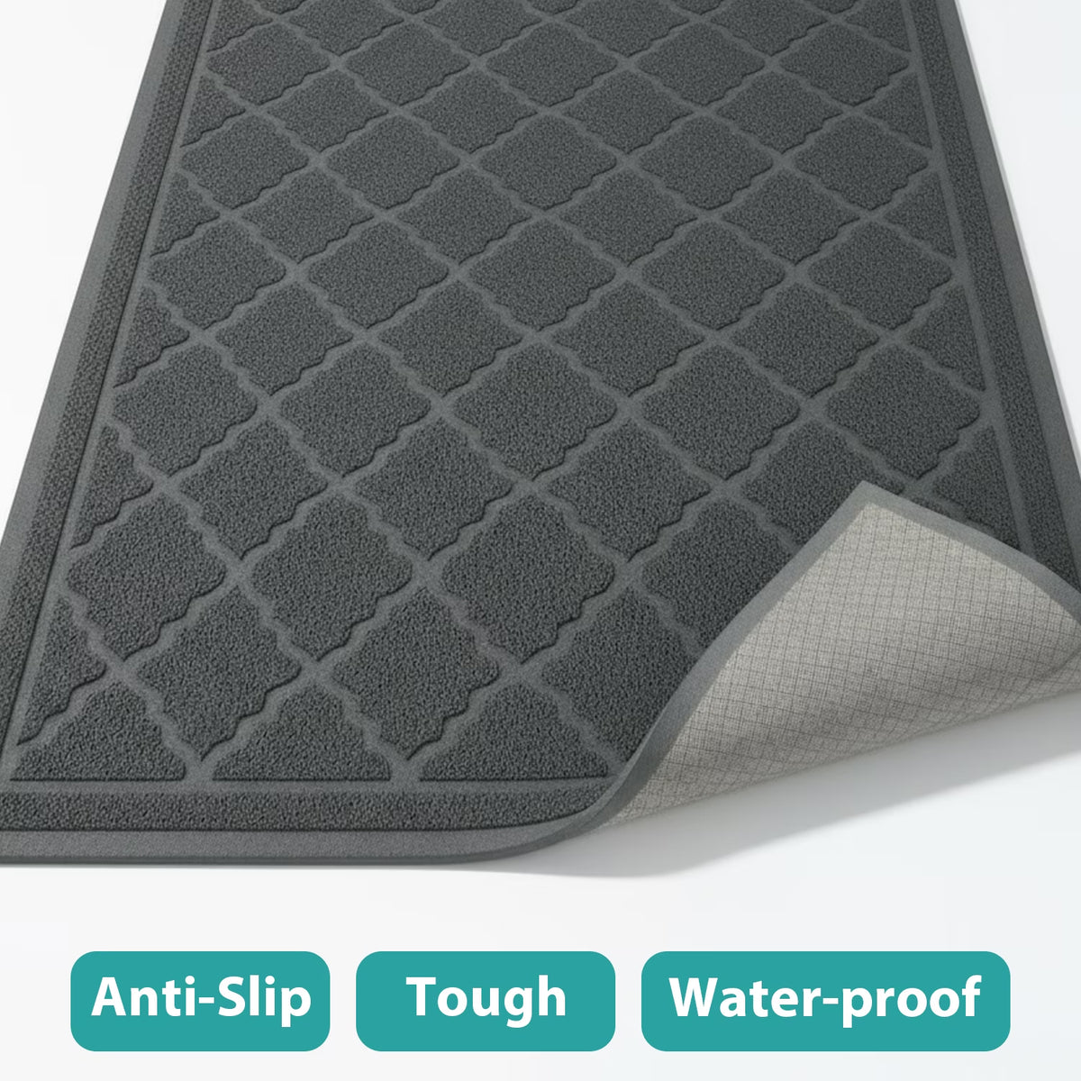 Cat Litter Mat, 24" X 17" Non-Slip Waterproof Litter Trapping Mat, Soft on Kitty'S Paws, Grey