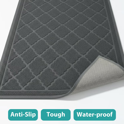 Cat Litter Mat, 24" X 17" Non-Slip Waterproof Litter Trapping Mat, Soft on Kitty'S Paws, Grey