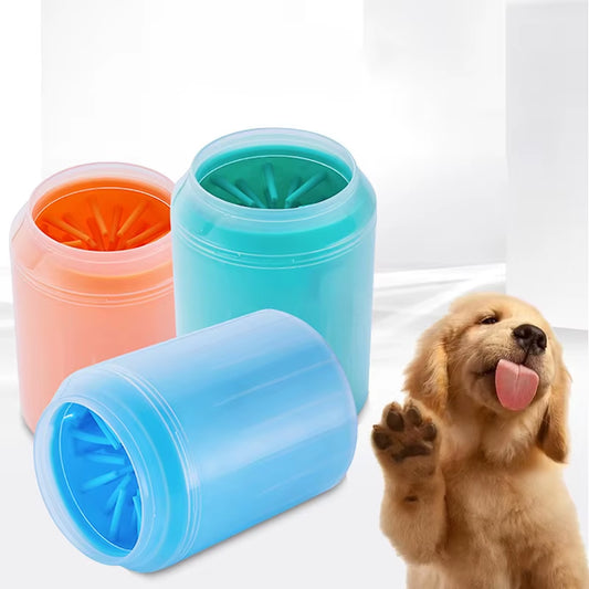 Muddy paw cleaner cup in blue, green and orange
