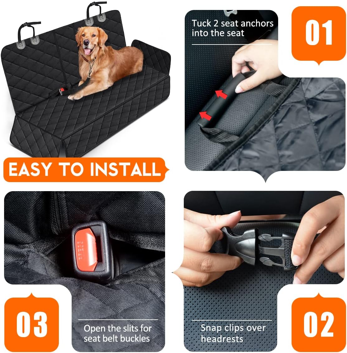 Waterproof Dog Car Seat Cover – Back Seat Protector for Cars, SUVs & Trucks