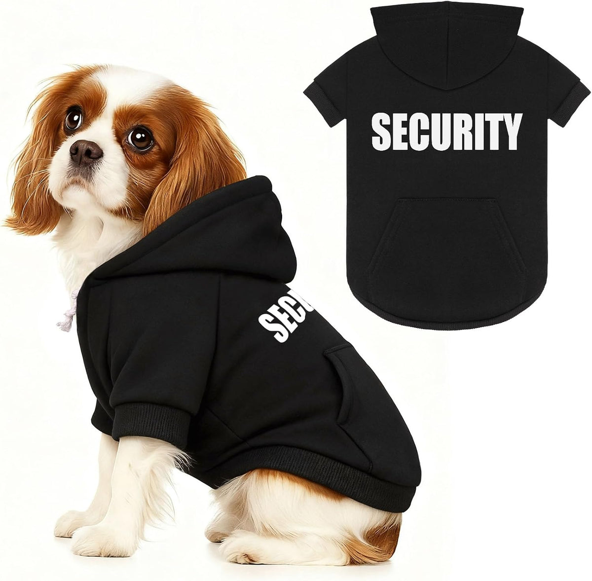 4XL Dog Sweaters for Large Dogs,Security Dog Hoodie,Warm Brushed Fleece Sweatshirt with Hood & Pocket,Leash Hole,Cozy Cold Weather Pet Clothes Sweater Hoodie for Large Dogs,4Xl
