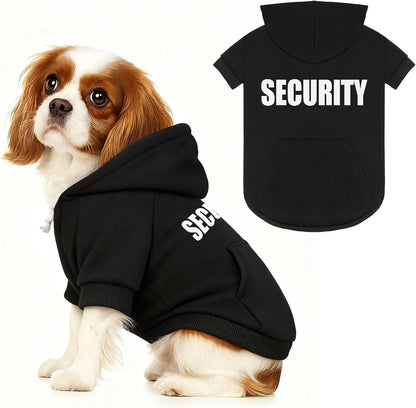 4XL Dog Sweaters for Large Dogs,Security Dog Hoodie,Warm Brushed Fleece Sweatshirt with Hood & Pocket,Leash Hole,Cozy Cold Weather Pet Clothes Sweater Hoodie for Large Dogs,4Xl
