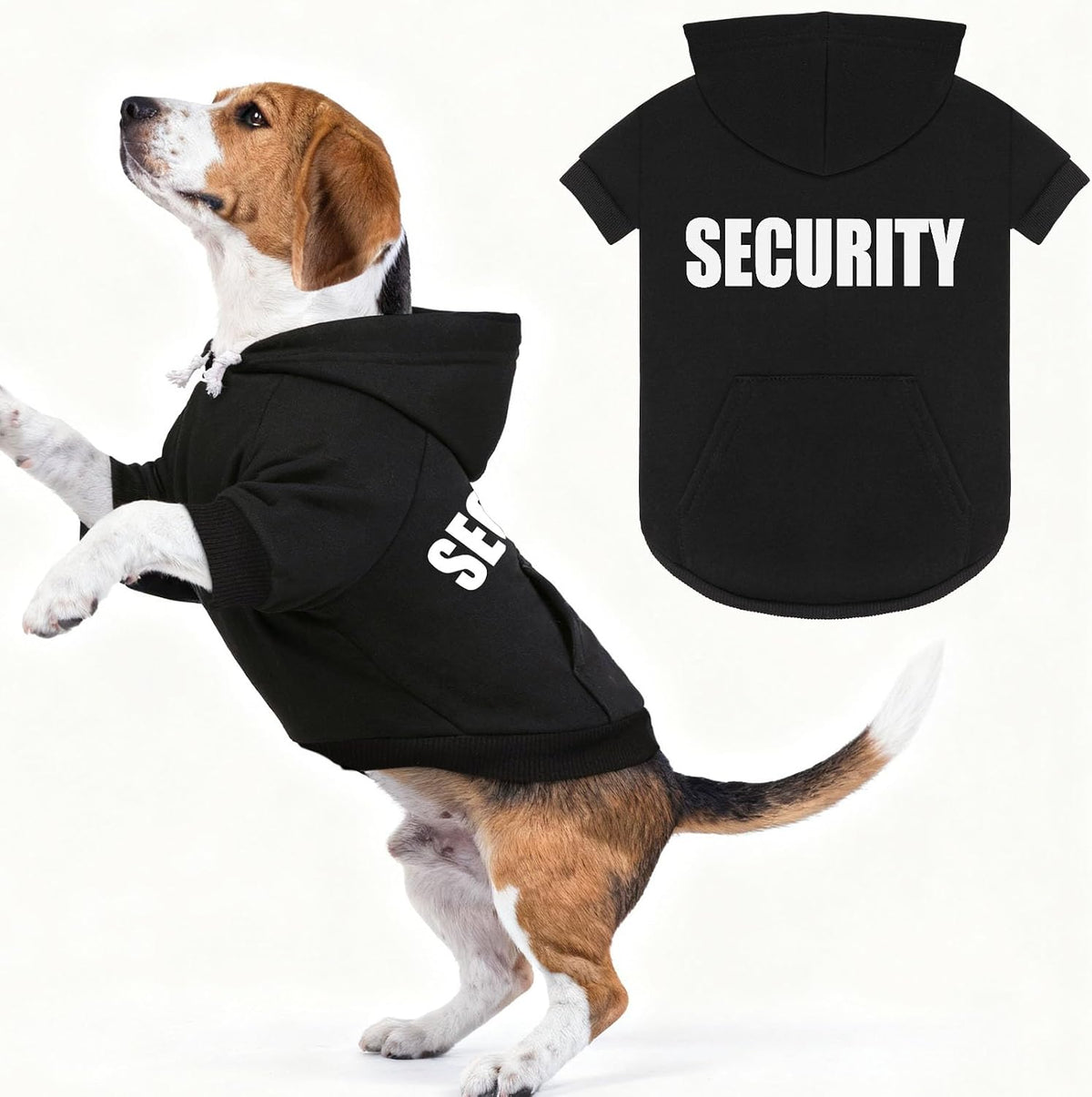 4XL Dog Sweaters for Large Dogs,Security Dog Hoodie,Warm Brushed Fleece Sweatshirt with Hood & Pocket,Leash Hole,Cozy Cold Weather Pet Clothes Sweater Hoodie for Large Dogs,4Xl