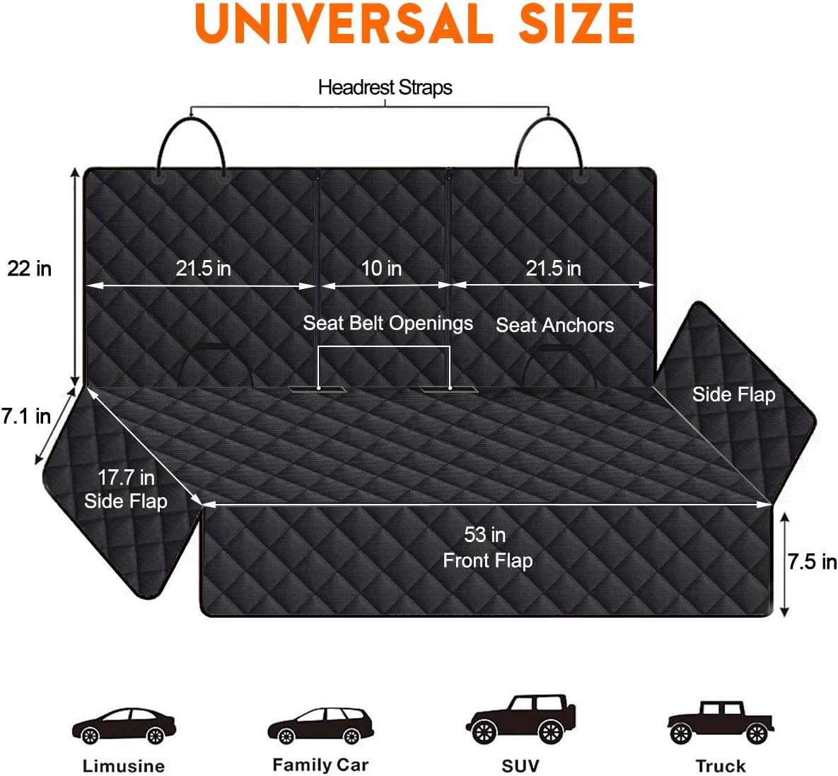 Waterproof Dog Car Seat Cover – Back Seat Protector for Cars, SUVs & Trucks