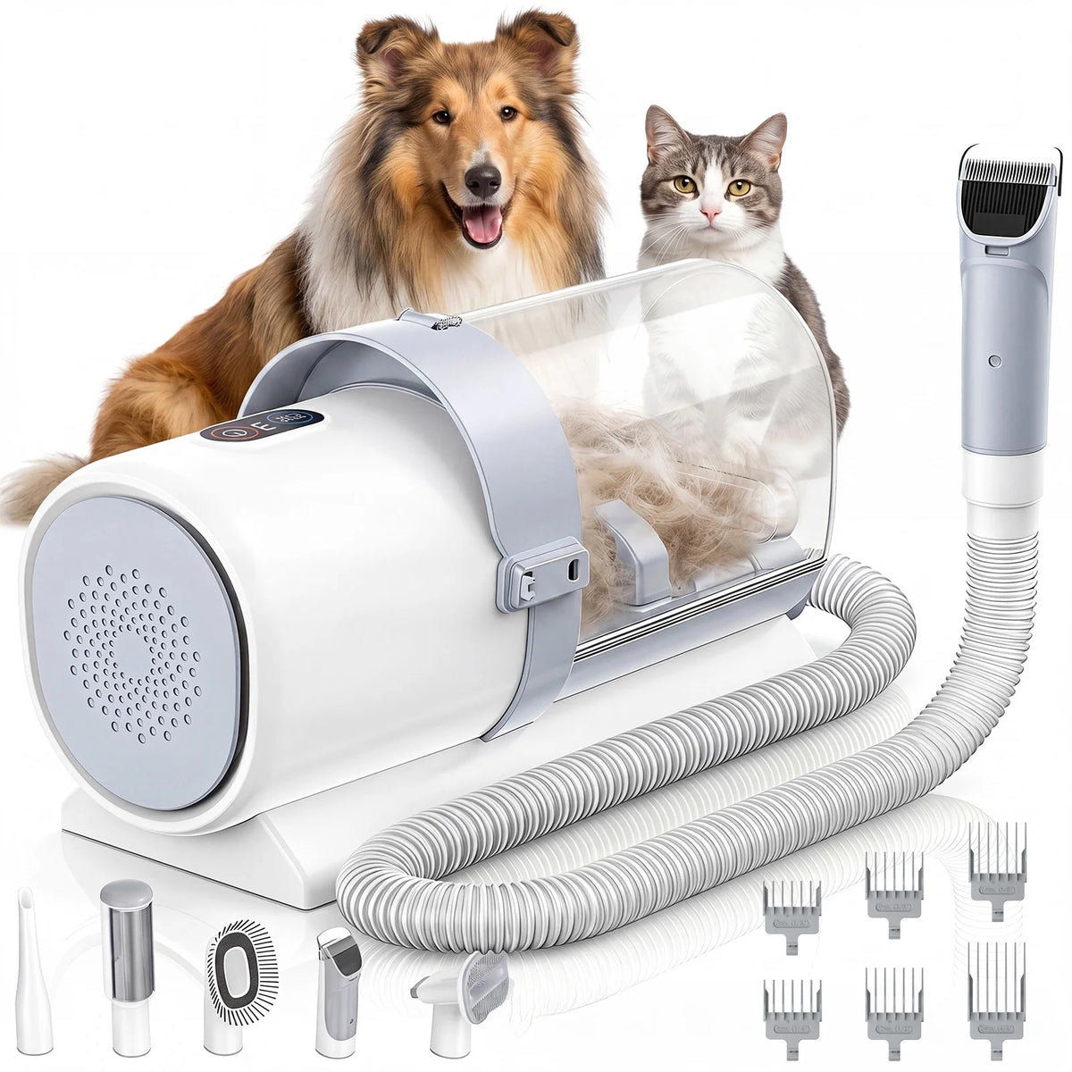 5-in-1 Pet Grooming Vacuum Kit – Clippers & Hair Vacuum for Dogs and Cats