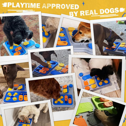 Dog Puzzle Toy, Dog Enrichment Toys, Level 1 Interactive Treat Dispensing Toy for Dogs, Slow Feeder for Mental Stimulation, Non-Slip Base, Detachable Easy-Clean Tray, Blue