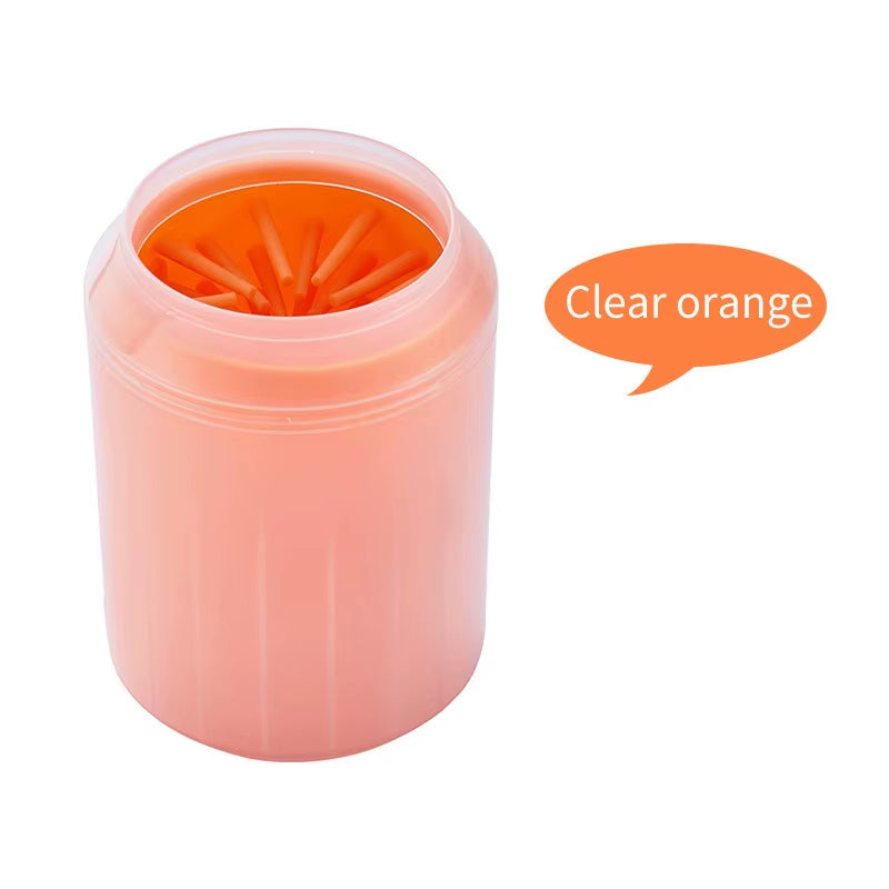 Clear orange paw cleaner cup