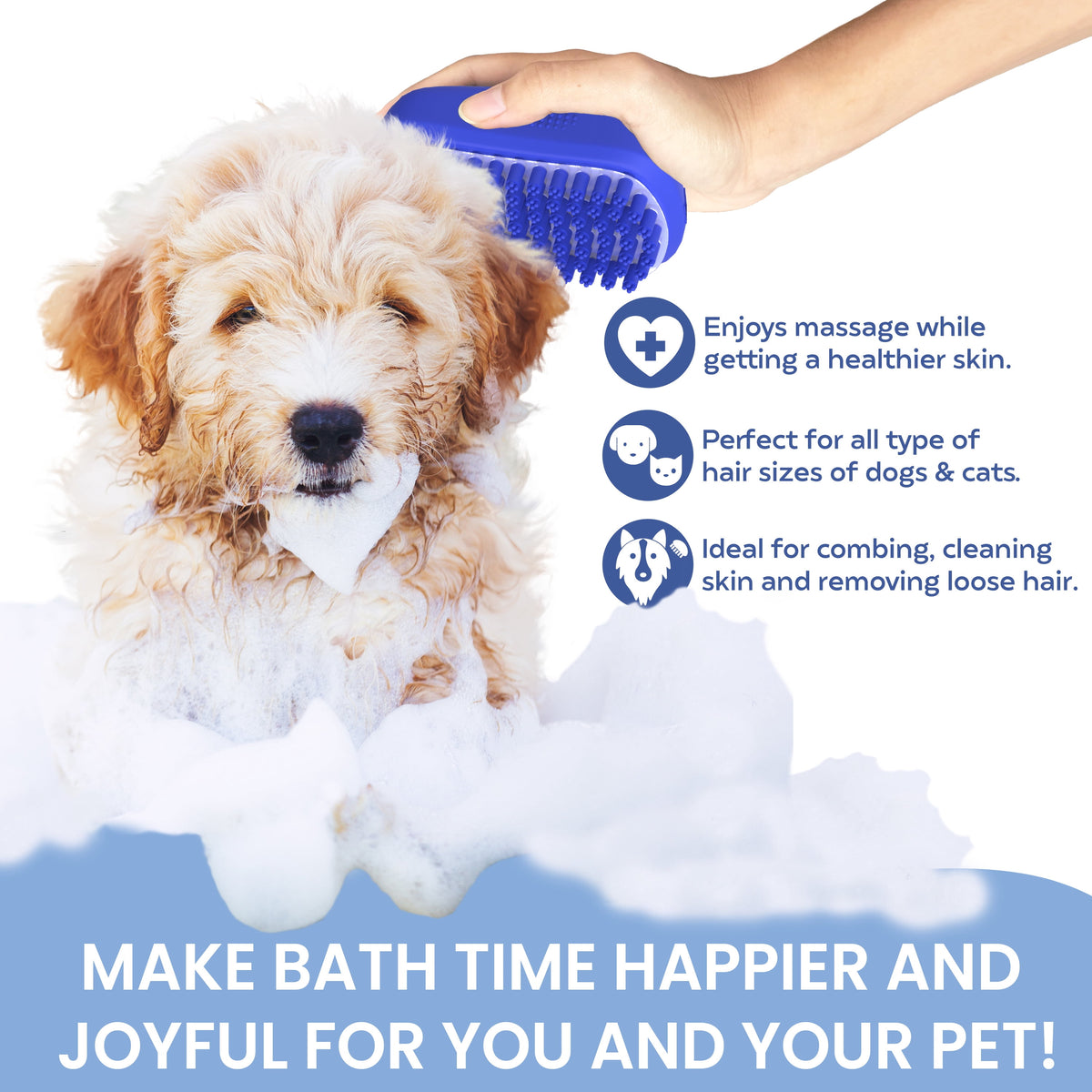 Dog Bath Scrubber – Rubber Grooming Brush with Non-Slip Grip