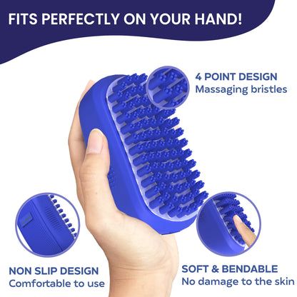 Dog Bath Scrubber – Rubber Grooming Brush with Non-Slip Grip