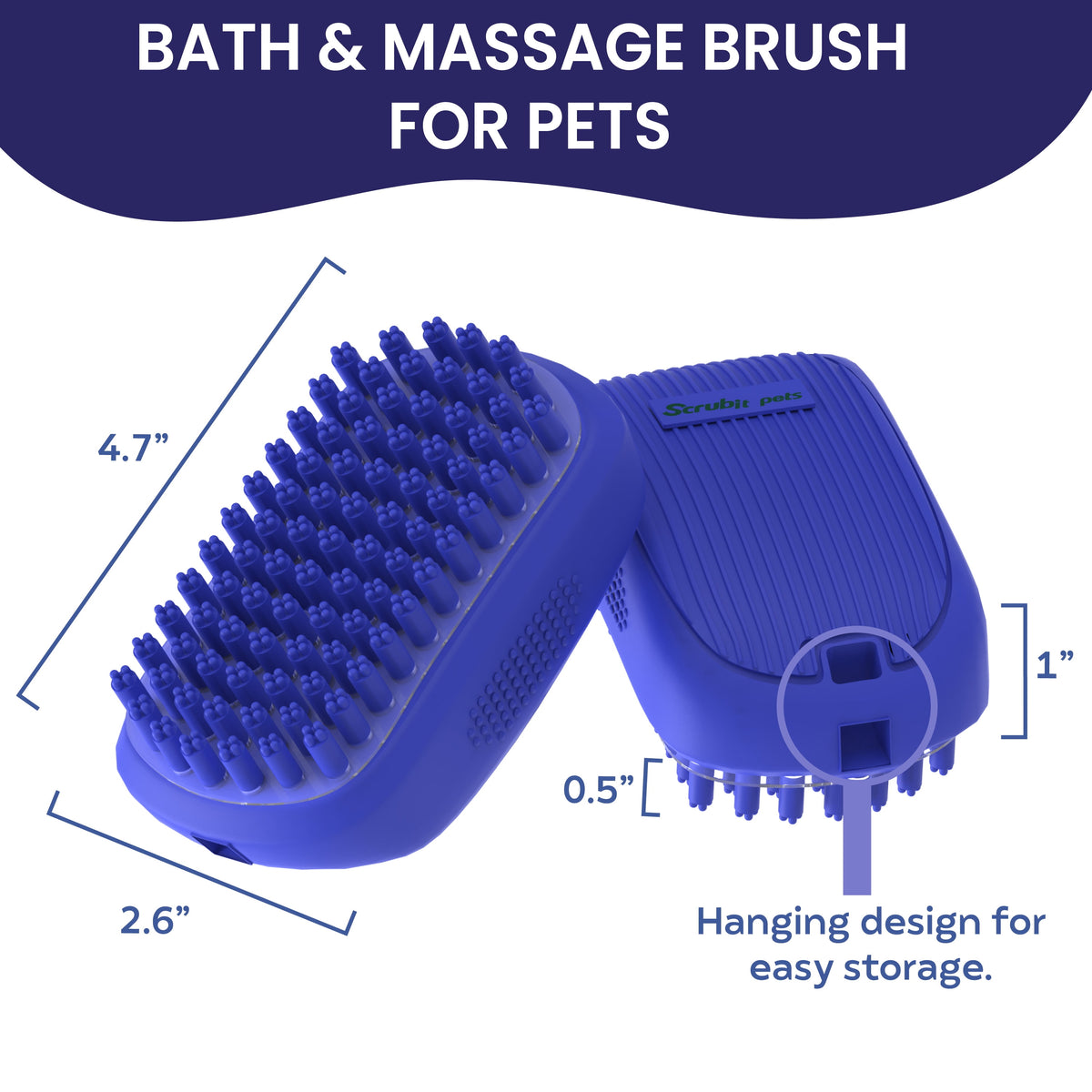 Dog Bath Scrubber – Rubber Grooming Brush with Non-Slip Grip