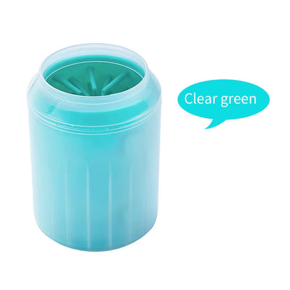 Clear green paw cleaner cup