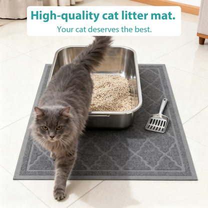 Cat Litter Mat, 24" X 17" Non-Slip Waterproof Litter Trapping Mat, Soft on Kitty'S Paws, Grey