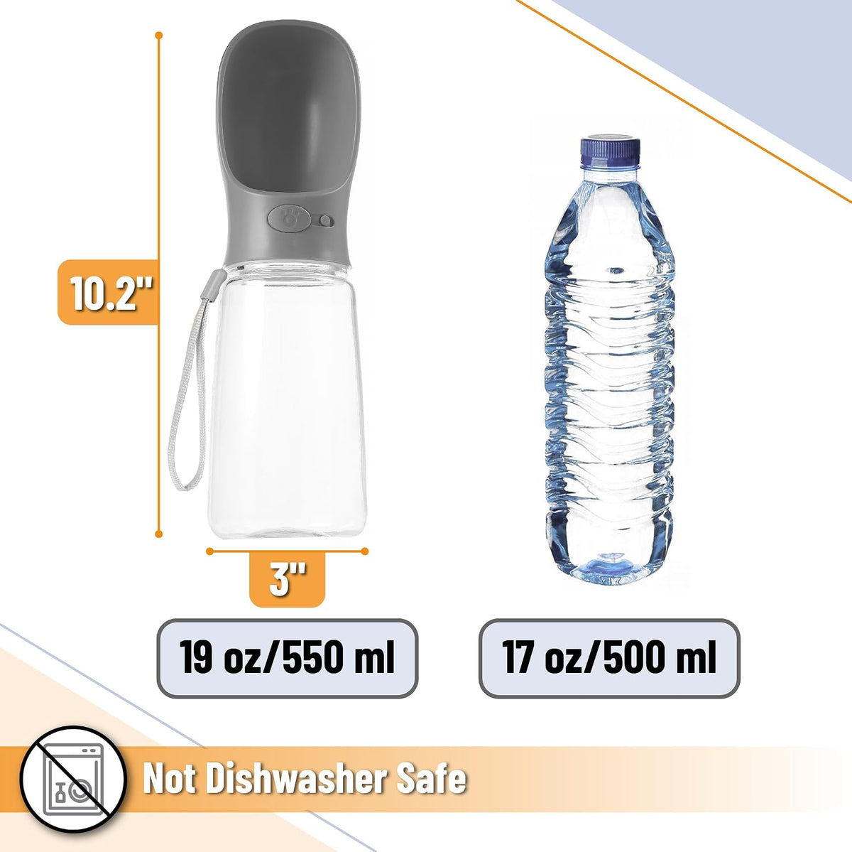 - Portable Dog Water Bottle, 19 Oz, Large