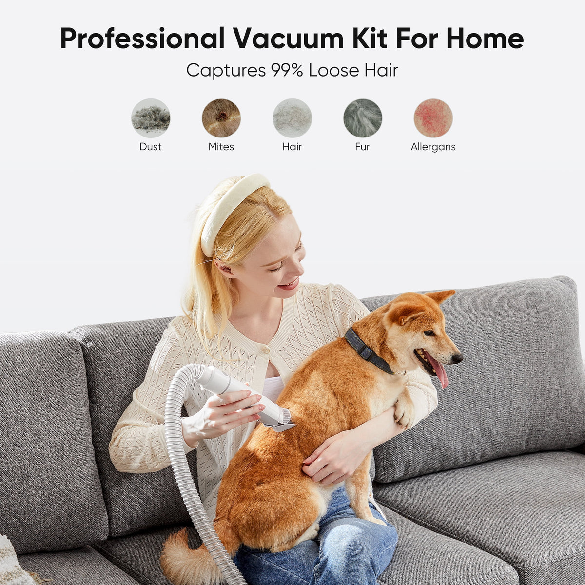 5-in-1 Pet Grooming Vacuum Kit – Clippers & Hair Vacuum for Dogs and Cats