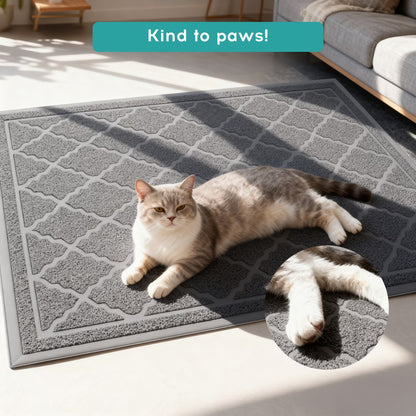 Cat Litter Mat, 24" X 17" Non-Slip Waterproof Litter Trapping Mat, Soft on Kitty'S Paws, Grey