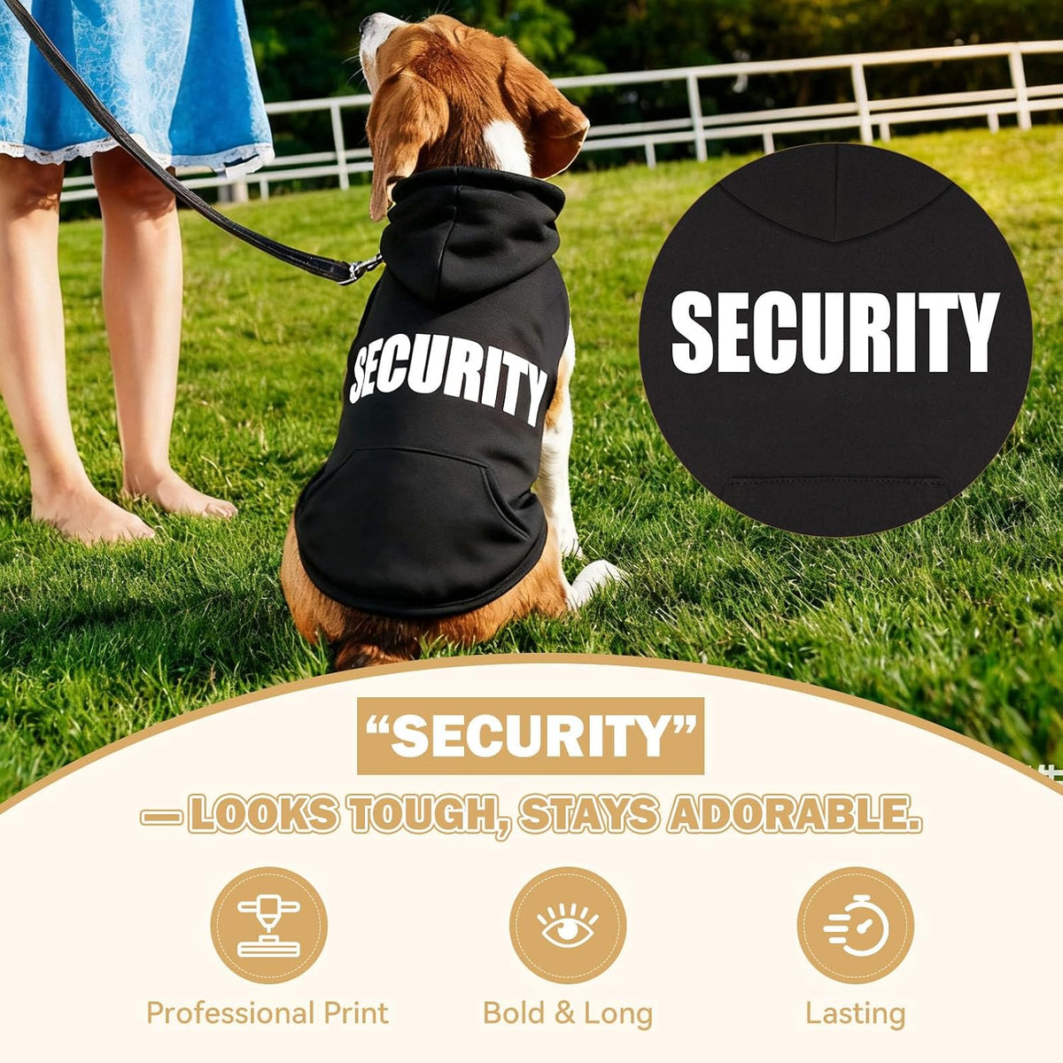 4XL Dog Sweaters for Large Dogs,Security Dog Hoodie,Warm Brushed Fleece Sweatshirt with Hood & Pocket,Leash Hole,Cozy Cold Weather Pet Clothes Sweater Hoodie for Large Dogs,4Xl