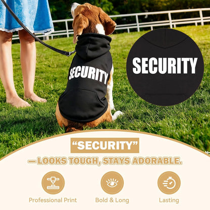 4XL Dog Sweaters for Large Dogs,Security Dog Hoodie,Warm Brushed Fleece Sweatshirt with Hood & Pocket,Leash Hole,Cozy Cold Weather Pet Clothes Sweater Hoodie for Large Dogs,4Xl