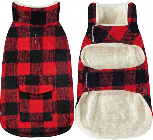 Dog Winter Coat, Warm Fleece Windproof Dog Jacket with Pocket